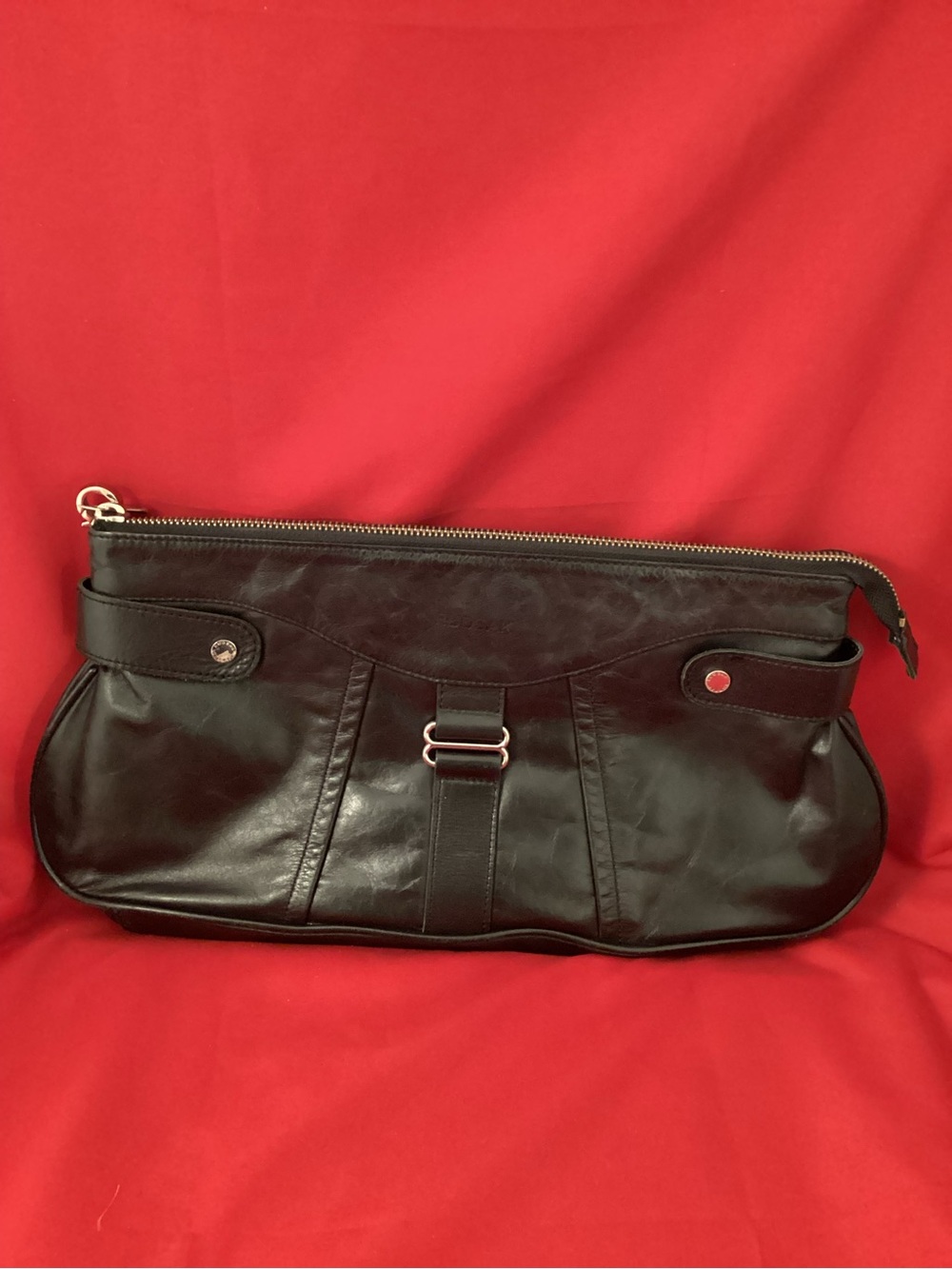 RUDSAK Black Leather Wristlet Clutch